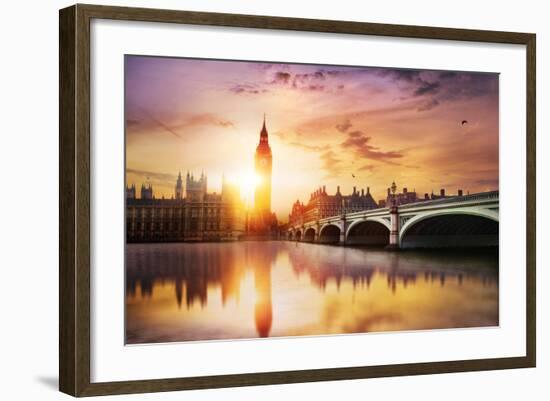 Big Ben and Westminster Bridge at Dusk, London, UK-null-Framed Photographic Print