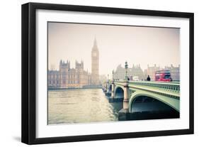 Big Ben and Westminster Bridge at Foogy Morning in London-sborisov-Framed Photographic Print