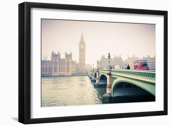 Big Ben and Westminster Bridge at Foogy Morning in London-sborisov-Framed Photographic Print