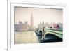 Big Ben and Westminster Bridge at Foogy Morning in London-sborisov-Framed Photographic Print