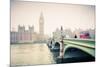 Big Ben and Westminster Bridge at Foogy Morning in London-sborisov-Mounted Photographic Print