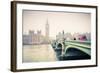 Big Ben and Westminster Bridge at Foogy Morning in London-sborisov-Framed Photographic Print