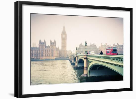 Big Ben and Westminster Bridge at Foogy Morning in London-sborisov-Framed Photographic Print