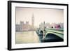 Big Ben and Westminster Bridge at Foogy Morning in London-sborisov-Framed Photographic Print