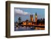 Big Ben and Westminster Bridge in the Evening, London, United Kingdom-anshar-Framed Photographic Print