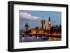 Big Ben and Westminster Bridge in the Evening, London, United Kingdom-anshar-Framed Photographic Print