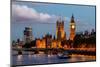Big Ben and Westminster Bridge in the Evening, London, United Kingdom-anshar-Mounted Photographic Print