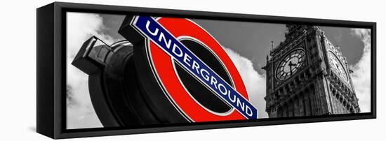 Big Ben and Westminster Station Underground - Subway Station Sign - City of London - UK - England-Philippe Hugonnard-Framed Stretched Canvas