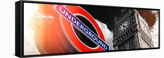 Big Ben and Westminster Station Underground - Subway Station Sign - City of London - UK - England-Philippe Hugonnard-Framed Stretched Canvas