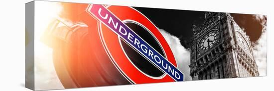 Big Ben and Westminster Station Underground - Subway Station Sign - City of London - UK - England-Philippe Hugonnard-Stretched Canvas