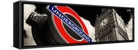 Big Ben and Westminster Station Underground - Subway Station Sign - City of London - UK - England-Philippe Hugonnard-Framed Stretched Canvas