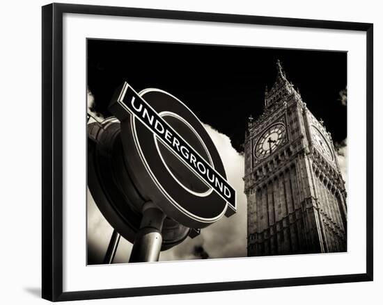 Big Ben and Westminster Station Underground - Subway Station Sign - City of London - UK - England-Philippe Hugonnard-Framed Photographic Print