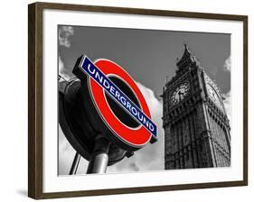 Big Ben and Westminster Station Underground - Subway Station Sign - City of London - UK - England-Philippe Hugonnard-Framed Photographic Print