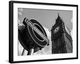 Big Ben and Westminster Station Underground - Subway Station Sign - City of London - UK - England-Philippe Hugonnard-Framed Photographic Print