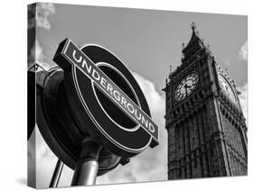 Big Ben and Westminster Station Underground - Subway Station Sign - City of London - UK - England-Philippe Hugonnard-Stretched Canvas