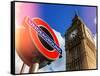 Big Ben and Westminster Station Underground - Subway Station Sign - City of London - UK - England-Philippe Hugonnard-Framed Stretched Canvas