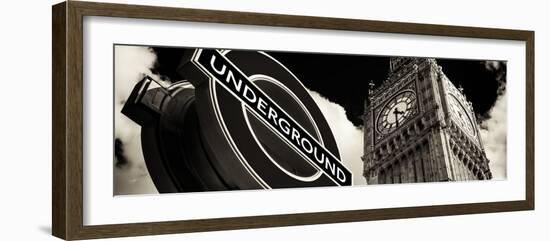 Big Ben and Westminster Station Underground - Subway Station Sign - City of London - UK - England-Philippe Hugonnard-Framed Photographic Print