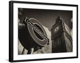 Big Ben and Westminster Station Underground - Subway Station Sign - City of London - UK - England-Philippe Hugonnard-Framed Premium Photographic Print