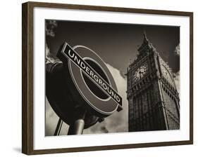 Big Ben and Westminster Station Underground - Subway Station Sign - City of London - UK - England-Philippe Hugonnard-Framed Photographic Print