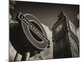 Big Ben and Westminster Station Underground - Subway Station Sign - City of London - UK - England-Philippe Hugonnard-Mounted Photographic Print