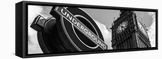 Big Ben and Westminster Station Underground - Subway Station Sign - City of London - UK - England-Philippe Hugonnard-Framed Stretched Canvas