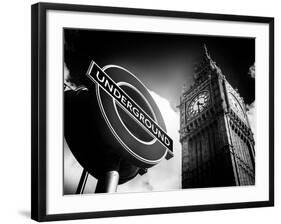 Big Ben and Westminster Station Underground - Subway Station Sign - City of London - UK - England-Philippe Hugonnard-Framed Photographic Print