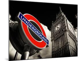 Big Ben and Westminster Station Underground - Subway Station Sign - City of London - UK - England-Philippe Hugonnard-Mounted Photographic Print