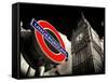 Big Ben and Westminster Station Underground - Subway Station Sign - City of London - UK - England-Philippe Hugonnard-Framed Stretched Canvas