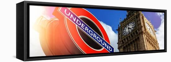 Big Ben and Westminster Station Underground - Subway Station Sign - City of London - UK - England-Philippe Hugonnard-Framed Stretched Canvas