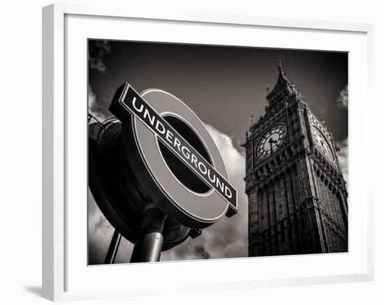 Big Ben and Westminster Station Underground - Subway Station Sign - City of London - UK - England-Philippe Hugonnard-Framed Photographic Print