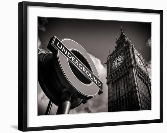 Big Ben and Westminster Station Underground - Subway Station Sign - City of London - UK - England-Philippe Hugonnard-Framed Photographic Print