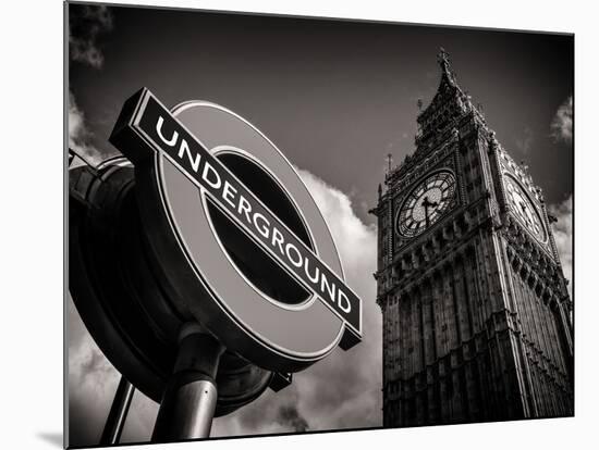 Big Ben and Westminster Station Underground - Subway Station Sign - City of London - UK - England-Philippe Hugonnard-Mounted Photographic Print