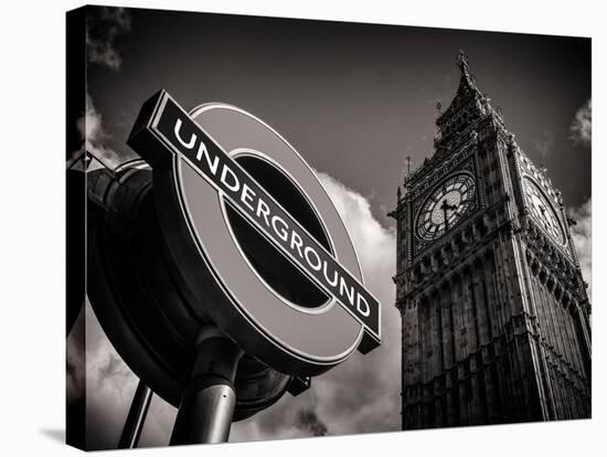 Big Ben and Westminster Station Underground - Subway Station Sign - City of London - UK - England-Philippe Hugonnard-Stretched Canvas