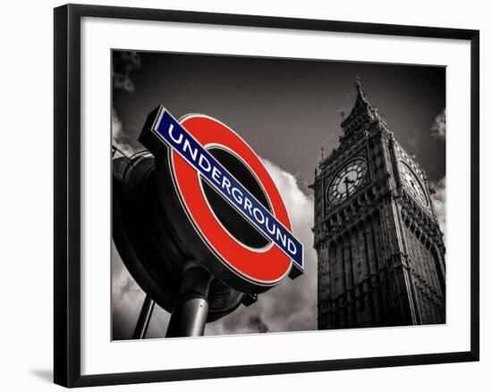 Big Ben and Westminster Station Underground - Subway Station Sign - City of London - UK - England-Philippe Hugonnard-Framed Photographic Print