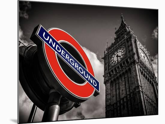 Big Ben and Westminster Station Underground - Subway Station Sign - City of London - UK - England-Philippe Hugonnard-Mounted Photographic Print