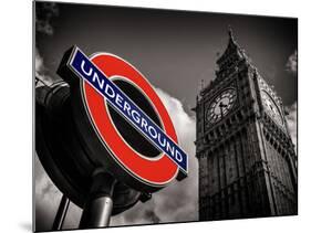 Big Ben and Westminster Station Underground - Subway Station Sign - City of London - UK - England-Philippe Hugonnard-Mounted Photographic Print