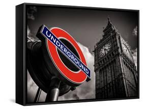 Big Ben and Westminster Station Underground - Subway Station Sign - City of London - UK - England-Philippe Hugonnard-Framed Stretched Canvas