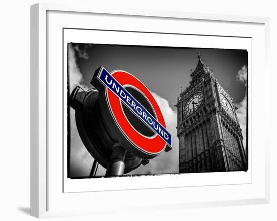 Big Ben and Westminster Station Underground - Subway Station Sign - City of London - UK - England-Philippe Hugonnard-Framed Photographic Print