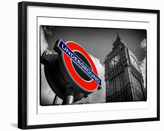 Big Ben and Westminster Station Underground - Subway Station Sign - City of London - UK - England-Philippe Hugonnard-Framed Photographic Print