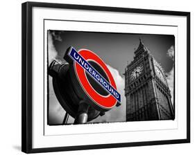 Big Ben and Westminster Station Underground - Subway Station Sign - City of London - UK - England-Philippe Hugonnard-Framed Photographic Print