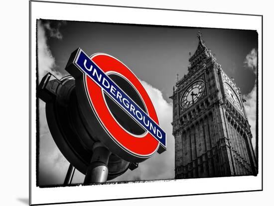 Big Ben and Westminster Station Underground - Subway Station Sign - City of London - UK - England-Philippe Hugonnard-Mounted Photographic Print