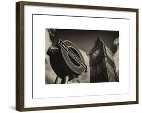 Big Ben and Westminster Station Underground - Subway Station Sign - City of London - UK - England-Philippe Hugonnard-Framed Art Print