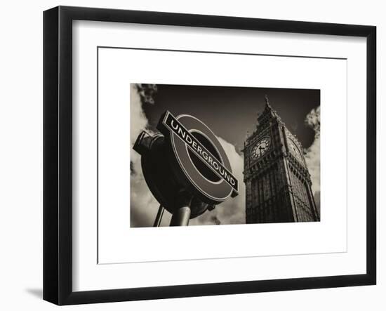 Big Ben and Westminster Station Underground - Subway Station Sign - City of London - UK - England-Philippe Hugonnard-Framed Art Print