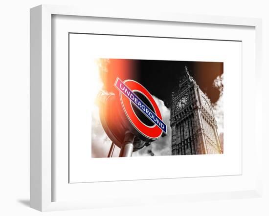 Big Ben and Westminster Station Underground - Subway Station Sign - City of London - UK - England-Philippe Hugonnard-Framed Art Print