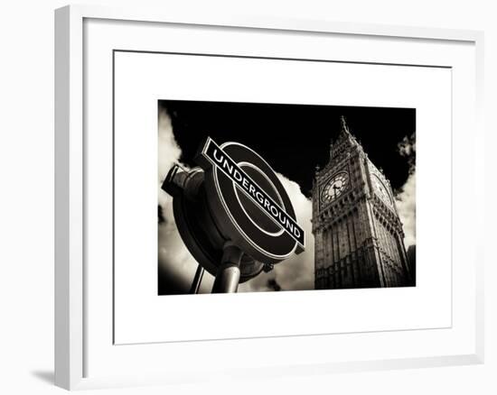 Big Ben and Westminster Station Underground - Subway Station Sign - City of London - UK - England-Philippe Hugonnard-Framed Art Print