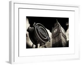 Big Ben and Westminster Station Underground - Subway Station Sign - City of London - UK - England-Philippe Hugonnard-Framed Art Print