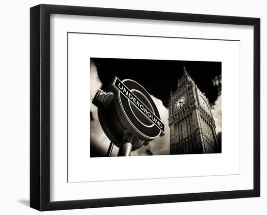 Big Ben and Westminster Station Underground - Subway Station Sign - City of London - UK - England-Philippe Hugonnard-Framed Art Print