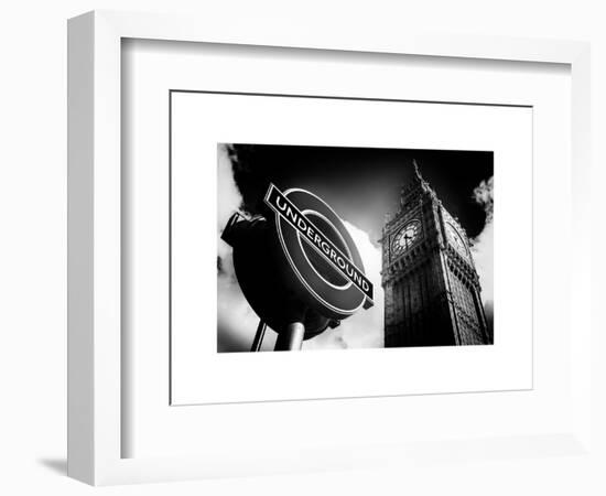 Big Ben and Westminster Station Underground - Subway Station Sign - City of London - UK - England-Philippe Hugonnard-Framed Art Print