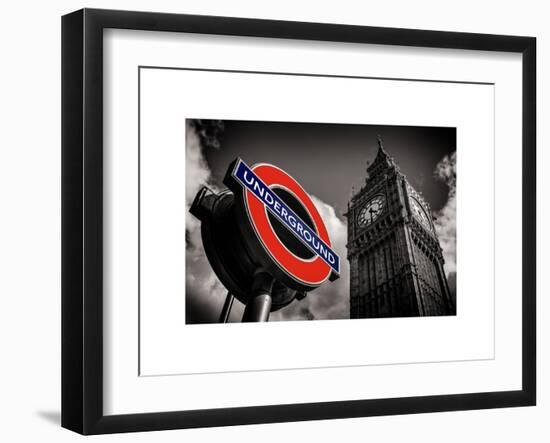 Big Ben and Westminster Station Underground - Subway Station Sign - City of London - UK - England-Philippe Hugonnard-Framed Art Print