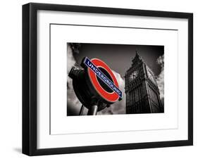 Big Ben and Westminster Station Underground - Subway Station Sign - City of London - UK - England-Philippe Hugonnard-Framed Art Print